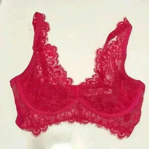 Hunkemoller fuchsia pink lace underwire bra 36D